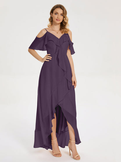 Leia High Low Backless Ruffles Bridesmaid Dress