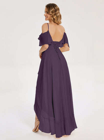 Leia High Low Backless Ruffles Bridesmaid Dress