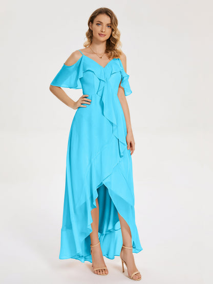 Leia High Low Backless Ruffles Bridesmaid Dress