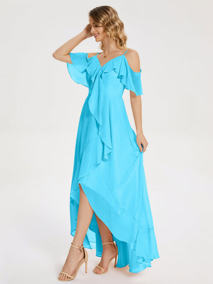 Leia High Low Backless Ruffles Bridesmaid Dress