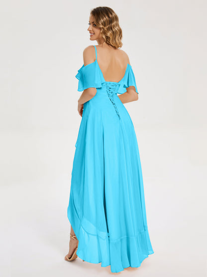 Leia High Low Backless Ruffles Bridesmaid Dress