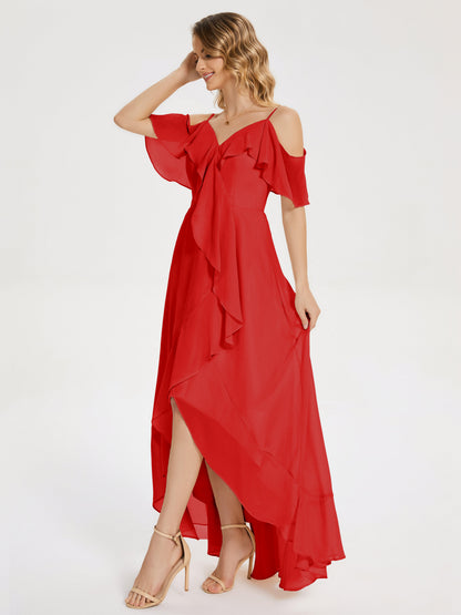 Leia High Low Backless Ruffles Bridesmaid Dress