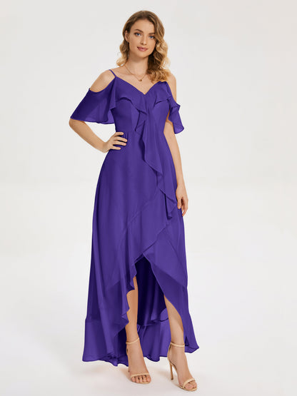 Leia High Low Backless Ruffles Bridesmaid Dress