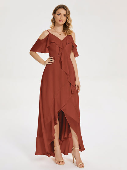 Leia High Low Backless Ruffles Bridesmaid Dress