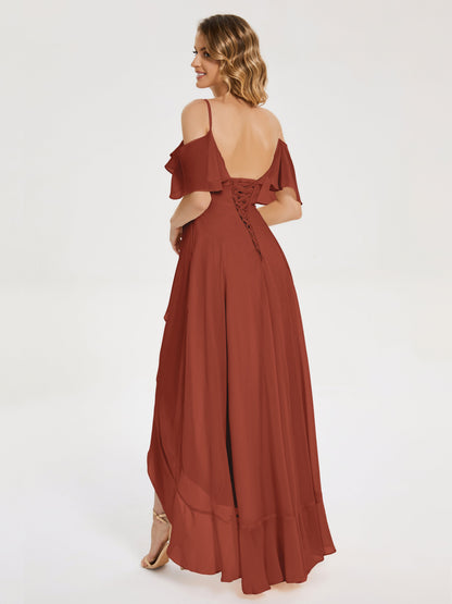 Leia High Low Backless Ruffles Bridesmaid Dress