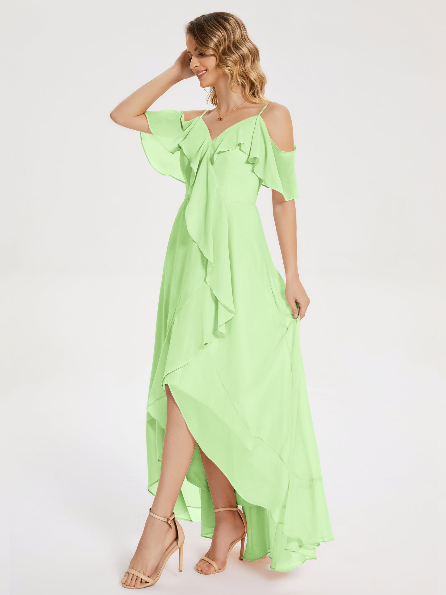 Leia High Low Backless Ruffles Bridesmaid Dress