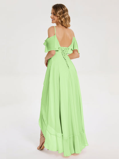 Leia High Low Backless Ruffles Bridesmaid Dress