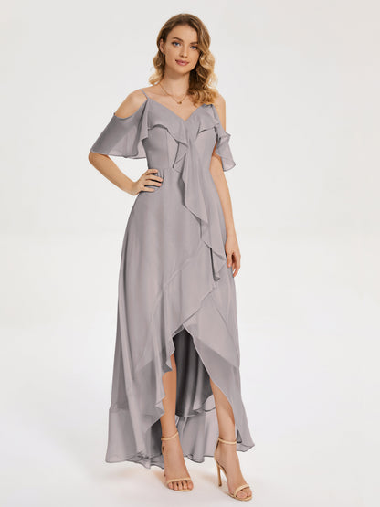 Leia High Low Backless Ruffles Bridesmaid Dress