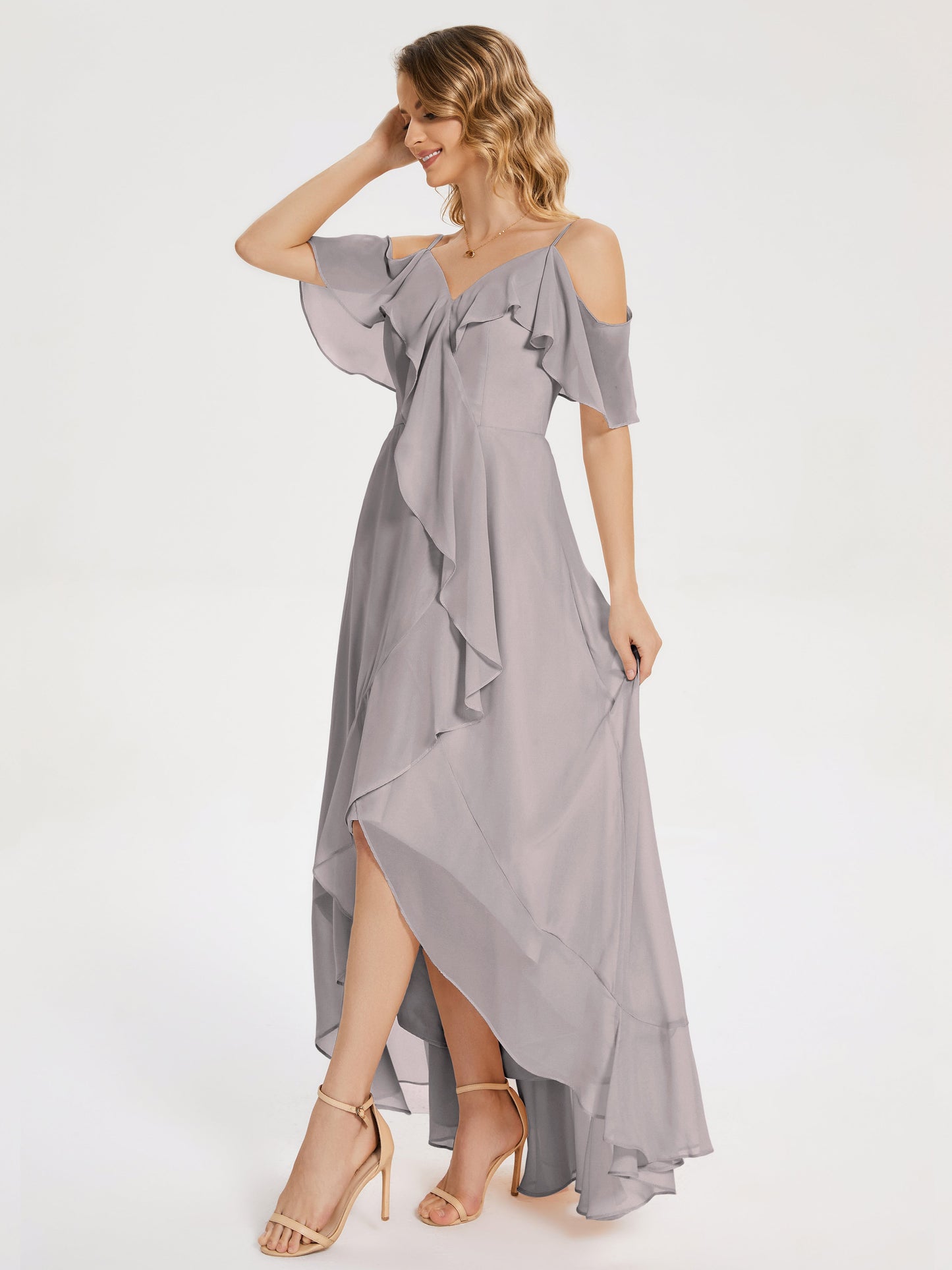 Leia High Low Backless Ruffles Bridesmaid Dress