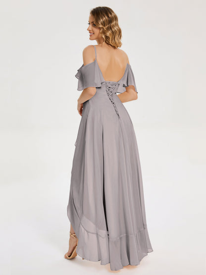 Leia High Low Backless Ruffles Bridesmaid Dress