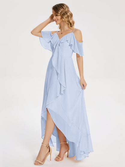 Leia High Low Backless Ruffles Bridesmaid Dress