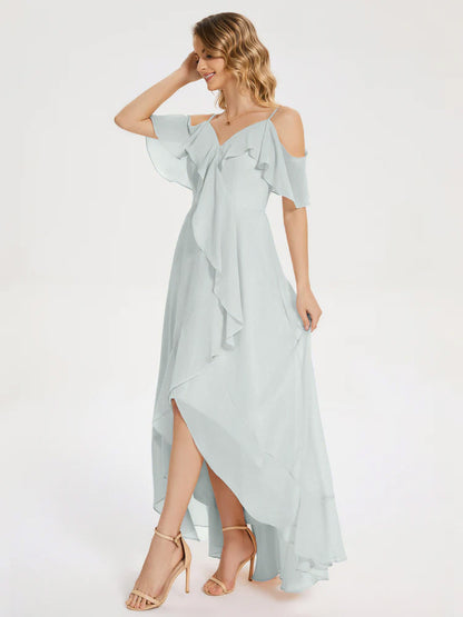 Leia High Low Backless Ruffles Bridesmaid Dress