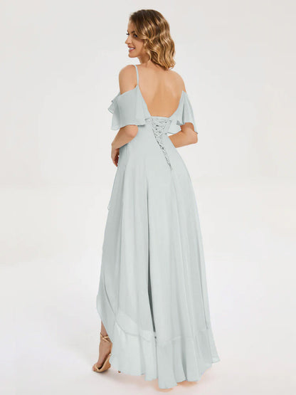Leia High Low Backless Ruffles Bridesmaid Dress