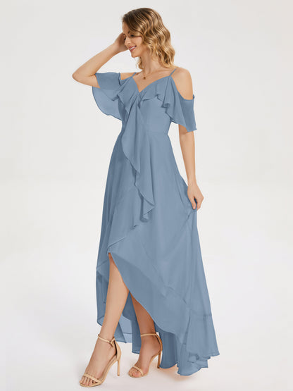 Leia High Low Backless Ruffles Bridesmaid Dress