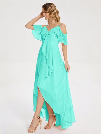 Leia High Low Backless Ruffles Bridesmaid Dress