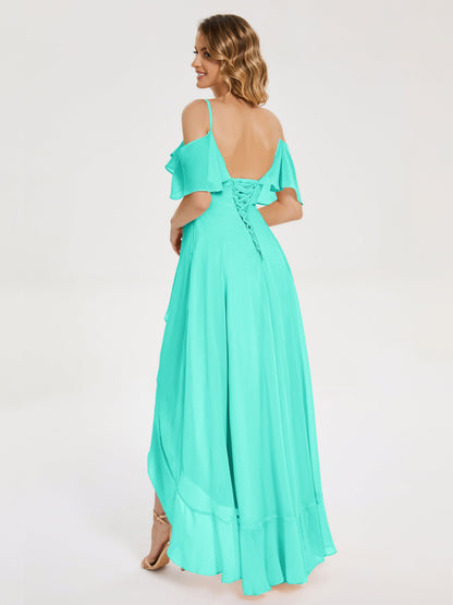 Leia High Low Backless Ruffles Bridesmaid Dress