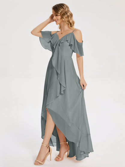 Leia High Low Backless Ruffles Bridesmaid Dress