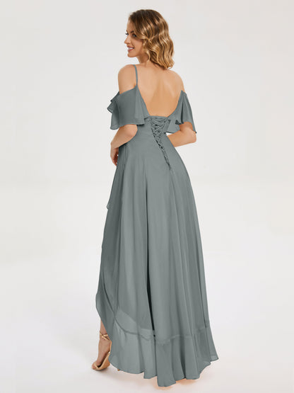 Leia High Low Backless Ruffles Bridesmaid Dress