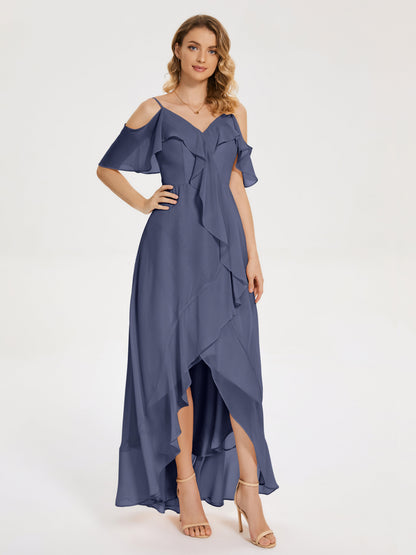 Leia High Low Backless Ruffles Bridesmaid Dress