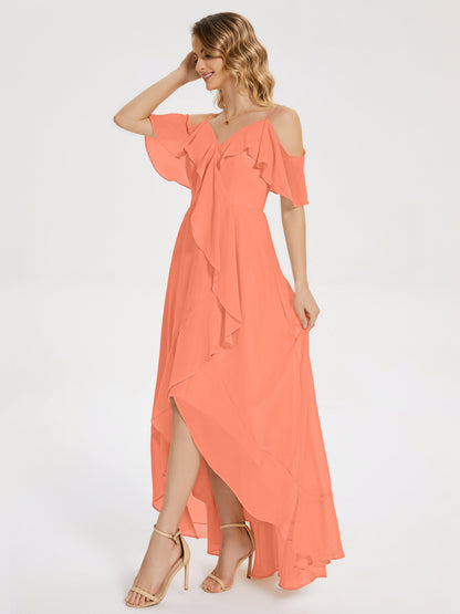 Leia High Low Backless Ruffles Bridesmaid Dress