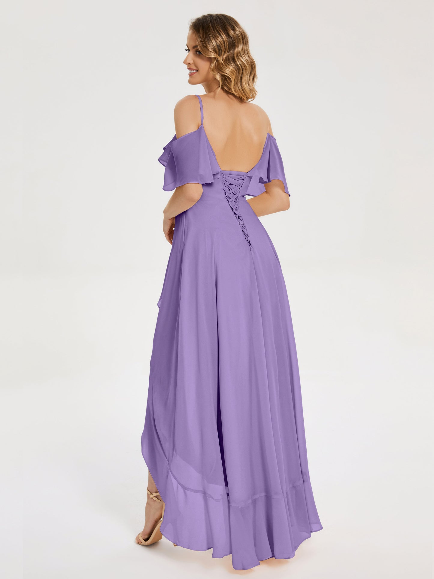 Leia High Low Backless Ruffles Bridesmaid Dress