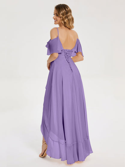 Leia High Low Backless Ruffles Bridesmaid Dress
