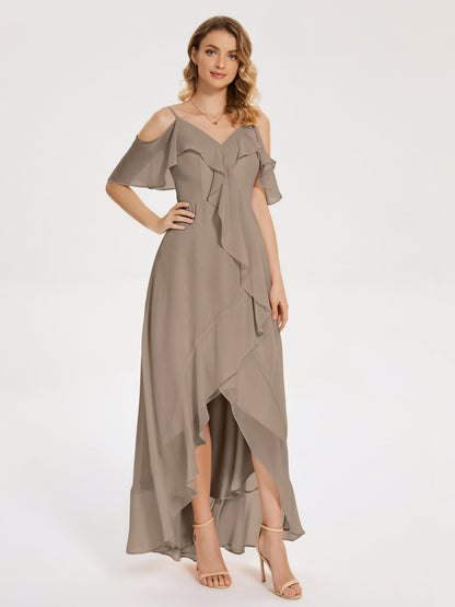 Leia High Low Backless Ruffles Bridesmaid Dress