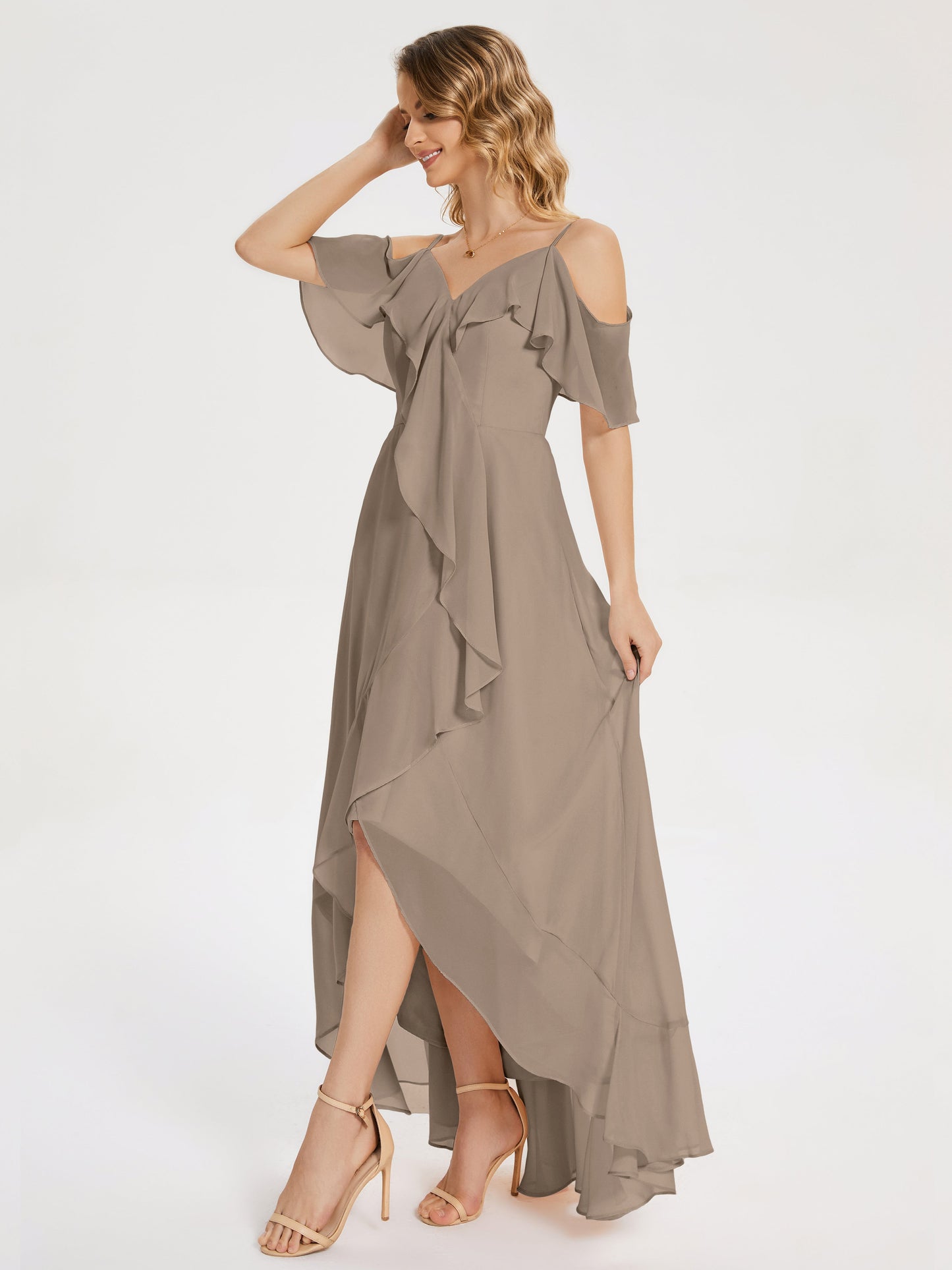 Leia High Low Backless Ruffles Bridesmaid Dress
