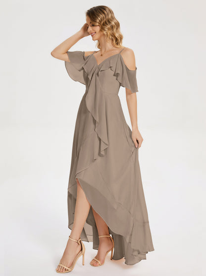 Leia High Low Backless Ruffles Bridesmaid Dress