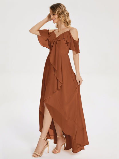 Leia High Low Backless Ruffles Bridesmaid Dress