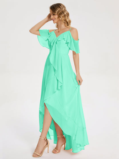 Leia High Low Backless Ruffles Bridesmaid Dress
