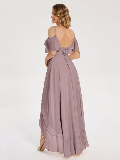 Leia High Low Backless Ruffles Bridesmaid Dress