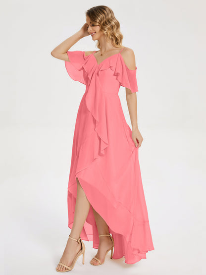 Leia High Low Backless Ruffles Bridesmaid Dress