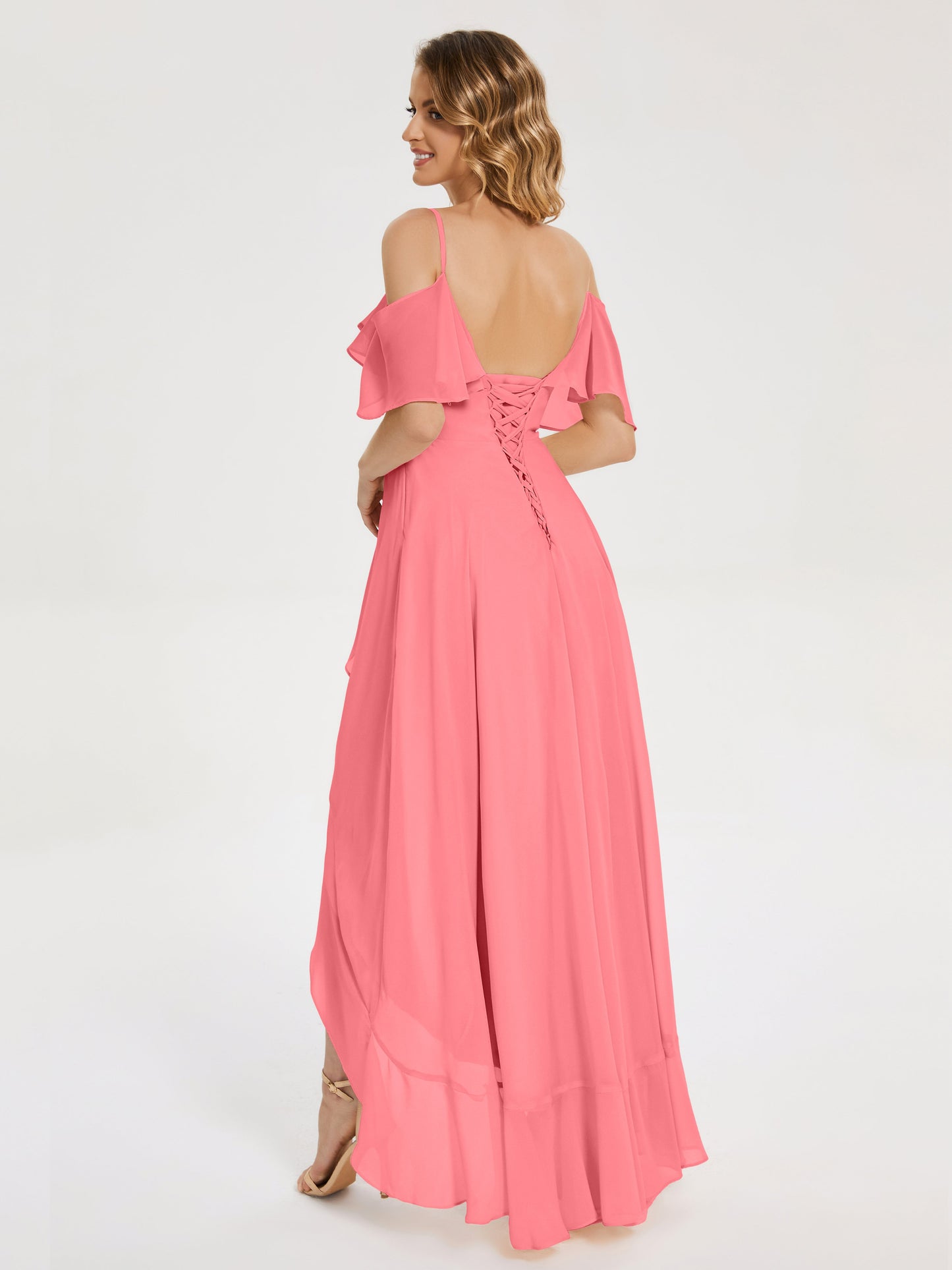 Leia High Low Backless Ruffles Bridesmaid Dress