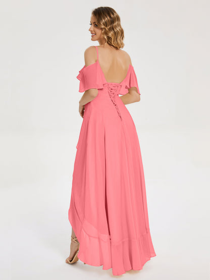 Leia High Low Backless Ruffles Bridesmaid Dress