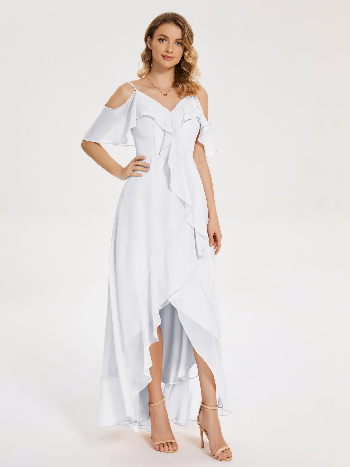 Leia High Low Backless Ruffles Bridesmaid Dress