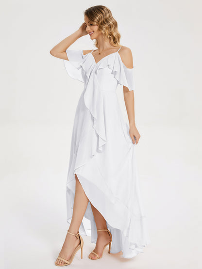 Leia High Low Backless Ruffles Bridesmaid Dress