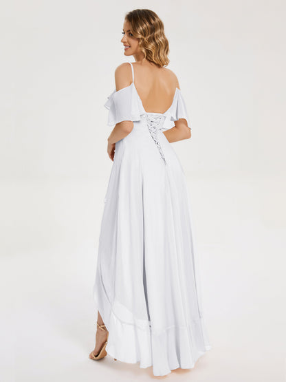 Leia High Low Backless Ruffles Bridesmaid Dress