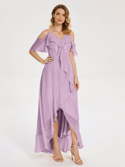 Leia High Low Backless Ruffles Bridesmaid Dress