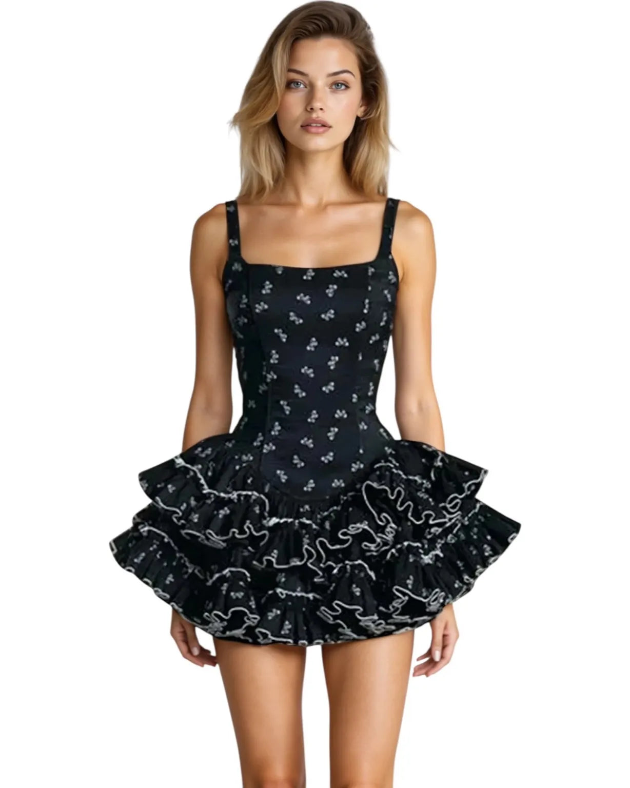 2 piece black  Margot Asymmetrical Hem Mini Dress