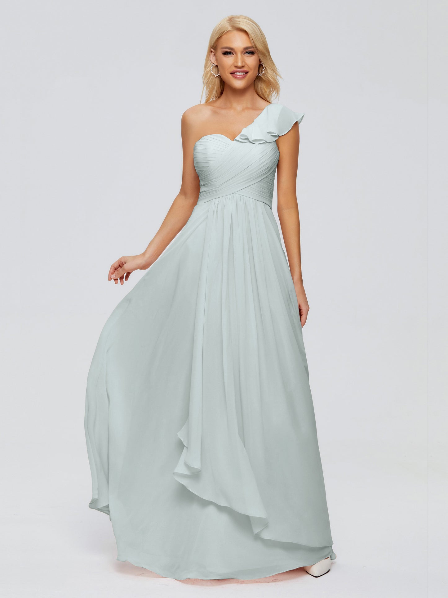 Kylie One-Shoulder Ruffles Chiffon Bridesmaid Dresses