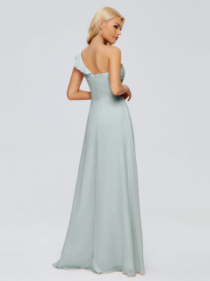 Kylie One-Shoulder Ruffles Chiffon Bridesmaid Dresses