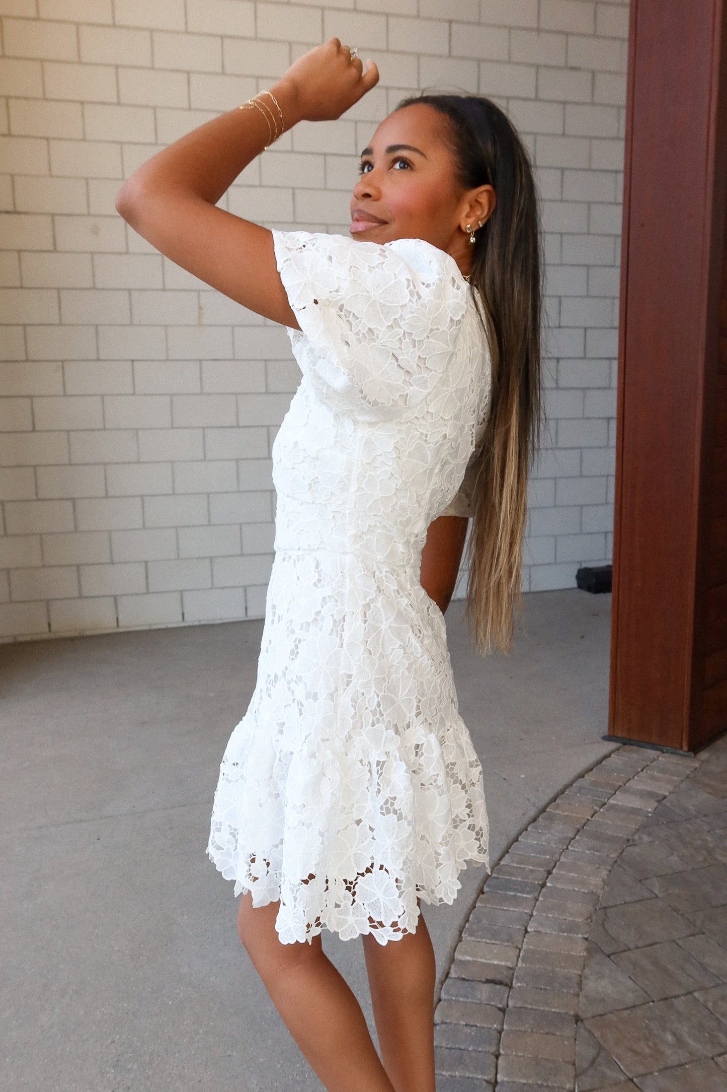 Delaney Off White Lace Mini Dress