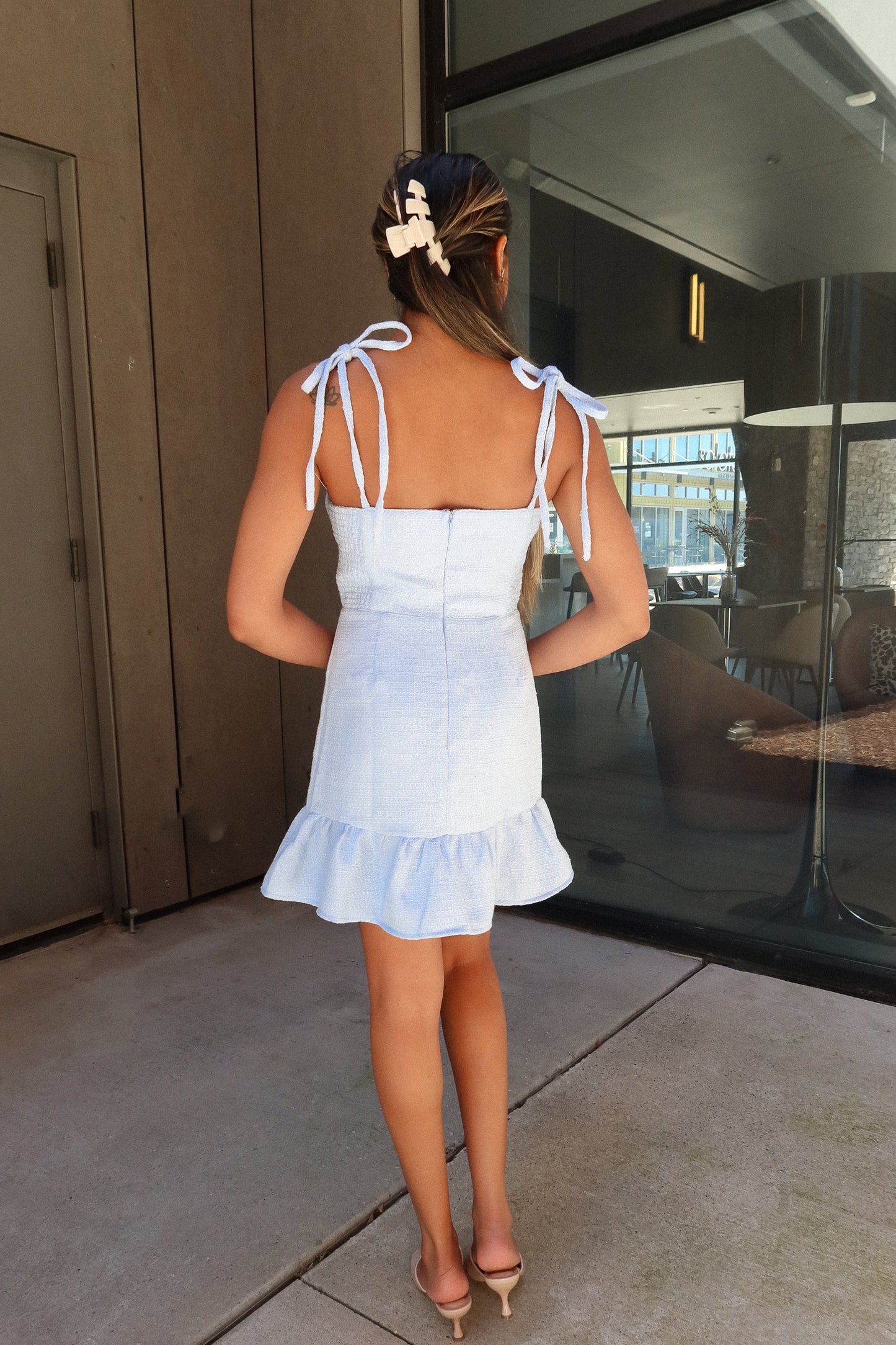 Natalie Blue Tie Strap Mini Dress