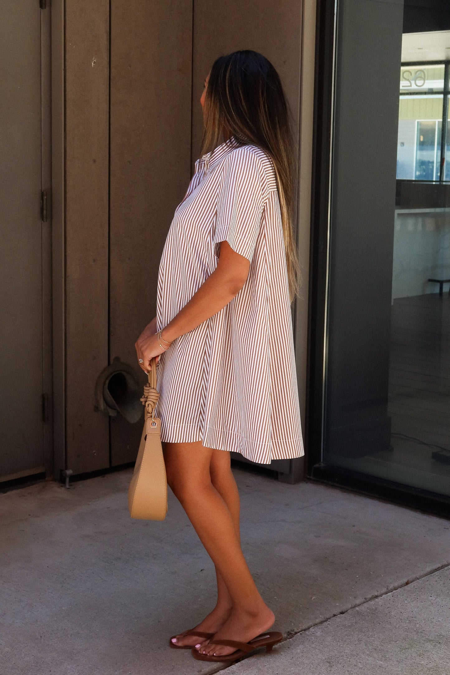 Trista Brown & White Striped Mini Dress
