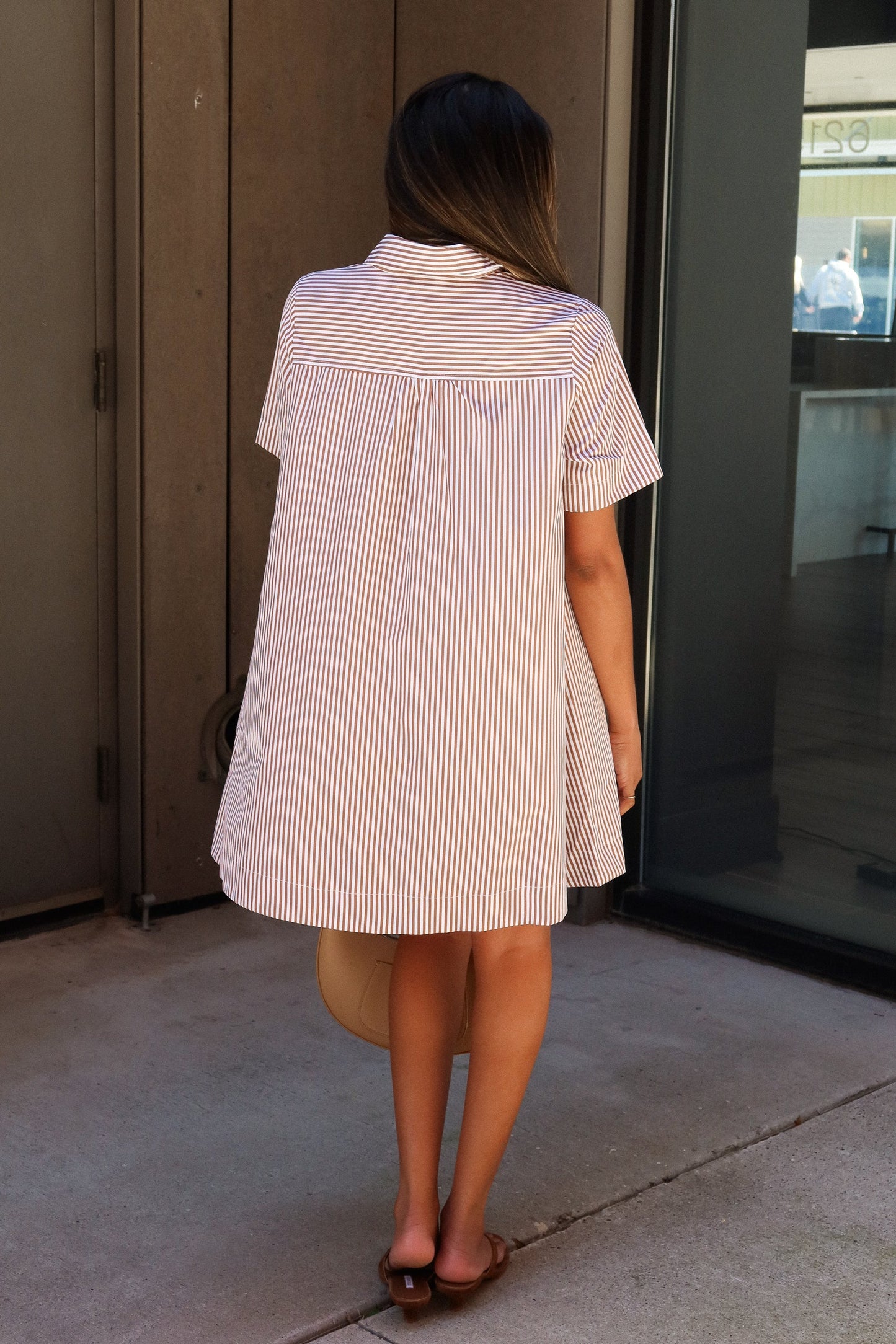 Trista Brown & White Striped Mini Dress