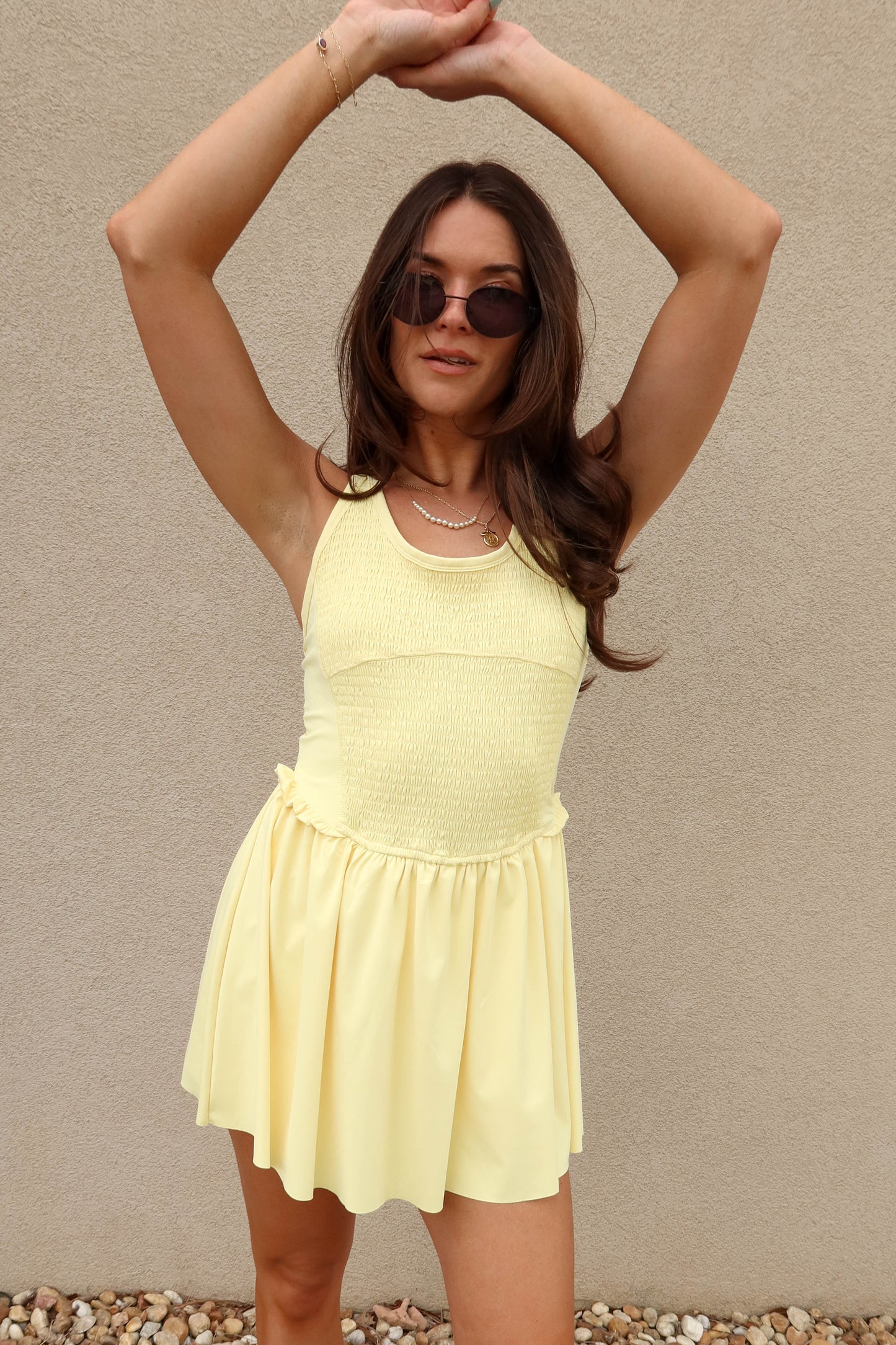 Hadley Yellow Athletic Romper Mini Dress