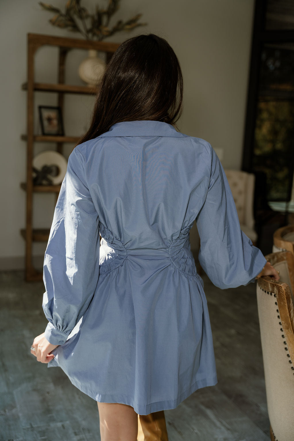 Freya Dusty Blue Ruched Mini Dress