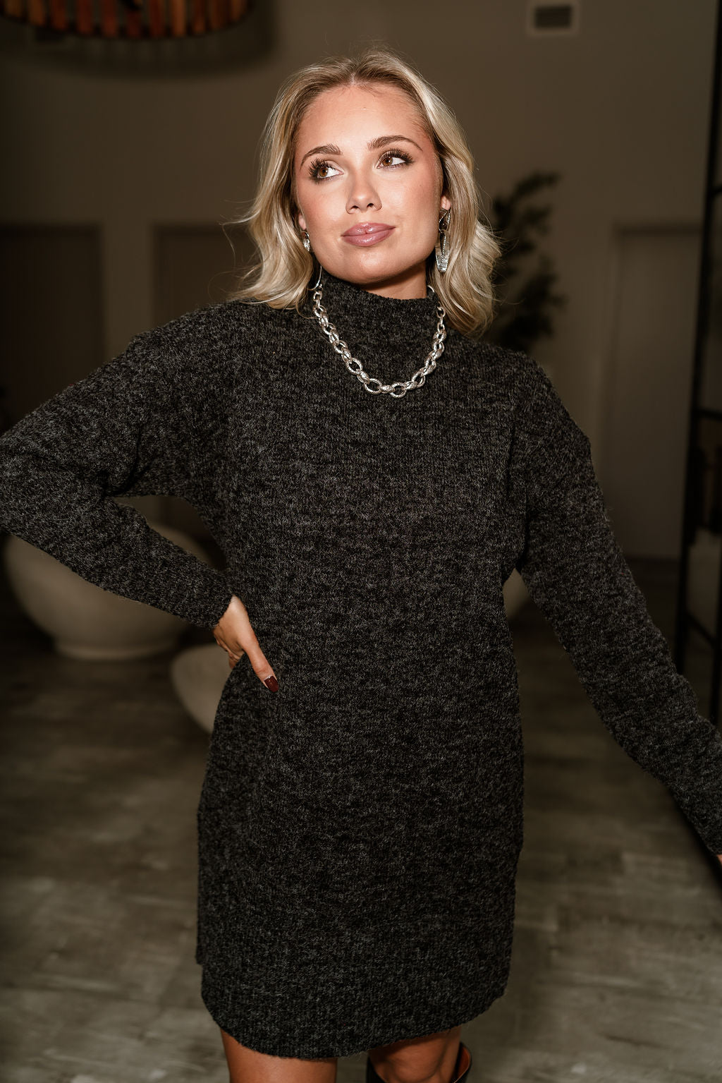 Sophie Black Mini Sweater Dress