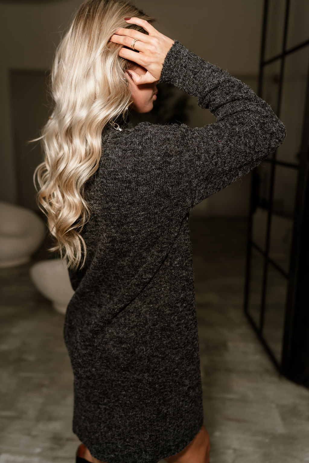 Sophie Black Mini Sweater Dress
